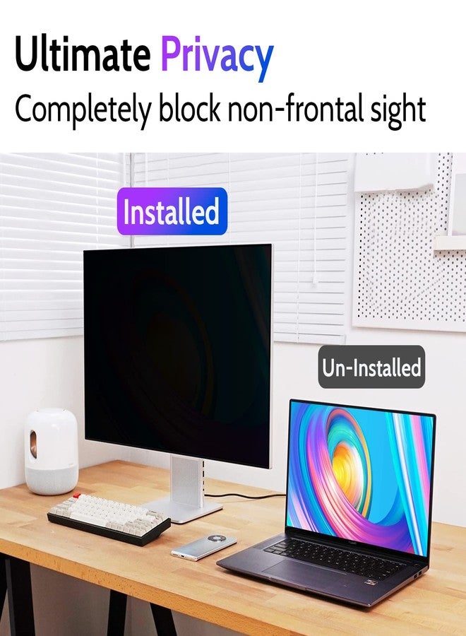 Peslv Computer Privacy Screen 23 Inch for 16:9 Widescreen Monitor, Removable 23inch Anti Blue Light Anti Glare Monitor Privacy Filter Shield - Image 2